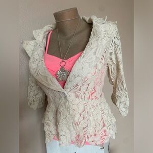 Y2k Charolette Russe Cream Lace Blouse